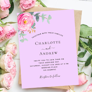 Lámina Invitación a la boda con rosa violeta rosa