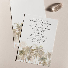 Lámina Invitación a la boda costera en palmeras modernas
