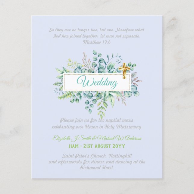 Lámina Invitación a la boda cristiana moderna (Anverso)