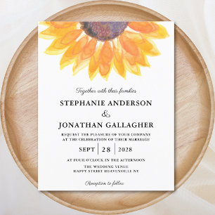 Lámina Invitación a la boda de acuarela de girasol de pre