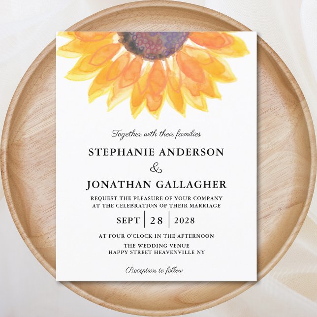 Lámina Invitación a la boda de acuarela de girasol de pre (Subido por el creador)