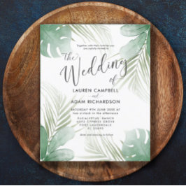 Lámina Invitación a la boda de acuarela tropical de presu