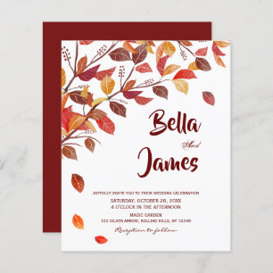 Lámina Invitación a la boda de árboles de otoño rústicos 