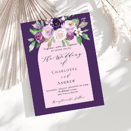 Lámina Invitación a la boda de arco floral rosa morado