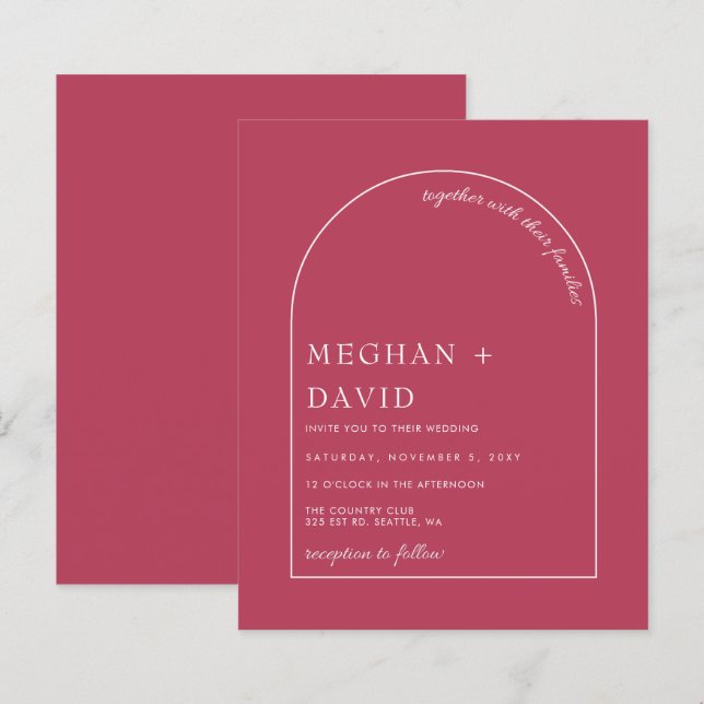Lámina Invitación a la boda de arco moderno de Budget Mag (Anverso / Reverso)