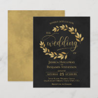 Invitación a la boda de Black & Gold BUDGET con ho