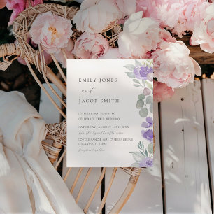 Lámina Invitación a la boda de Boho Boho Morple Eucalyptu