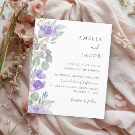 Lámina Invitación a la boda de Boho Boho Morple Eucalyptu