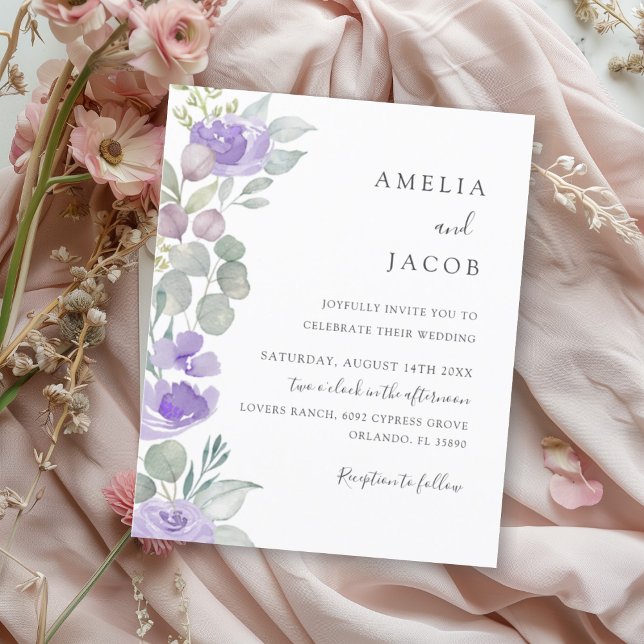 Lámina Invitación a la boda de Boho Boho Morple Eucalyptu (Subido por el creador)