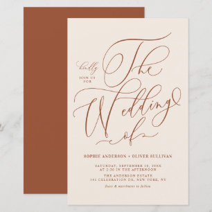 Lámina Invitación a la boda de Boho Calligraphy Terracott