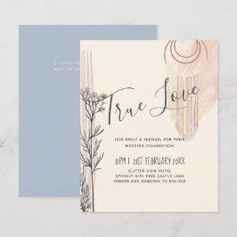 Lámina Invitación a la boda de BOHO Dusty Blue Peach