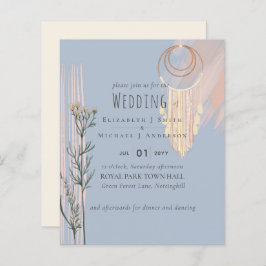 Lámina Invitación a la boda de BOHO Dusty Blue Peach
