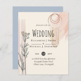 Lámina Invitación a la boda de BOHO Dusty Blue Peach