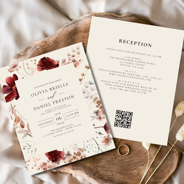 Lámina Invitación a la boda de Boho Wildflower Beige (Subido por el creador)