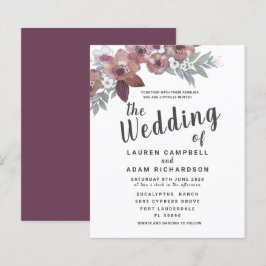 Lámina Invitación a la boda de Borgoña Roja y Rústica Pre