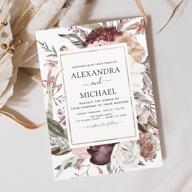 Lámina Invitación a la boda de Borgoña Rosa Dusty (Subido por el creador)