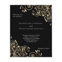 Invitación a la boda de Budget Black Gold Swirls