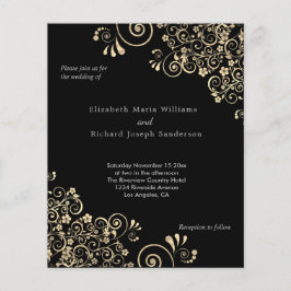 Lámina Invitación a la boda de Budget Black Gold Swirls