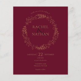 Lámina Invitación a la boda de Budget Burgundy Laurel Gar