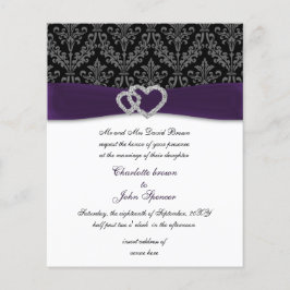 Lámina Invitación a la boda de Budget Purple Damask Diama