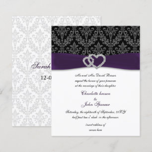 Lámina Invitación a la boda de Budget Purple Damask Diama