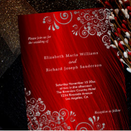 Lámina Invitación a la boda de Budget Ruby Red Gray Swirl