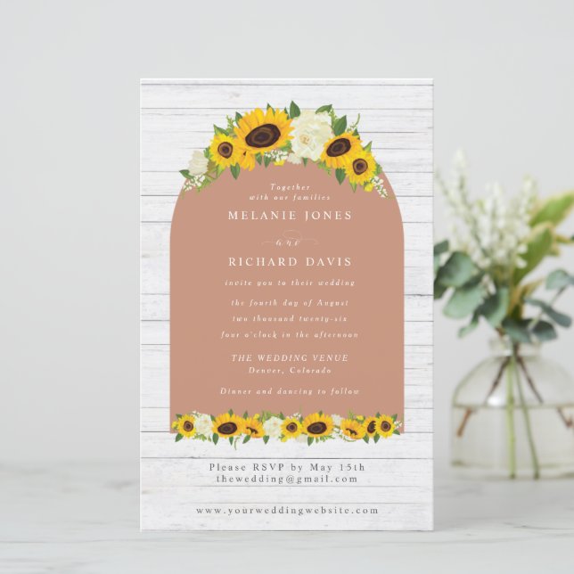Lámina Invitación a la boda de Budget Sunflower Boho RSVP (Anverso de pie)