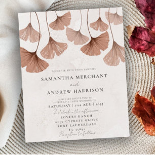 Lámina Invitación a la boda de Budget Terracotta Ginkgo