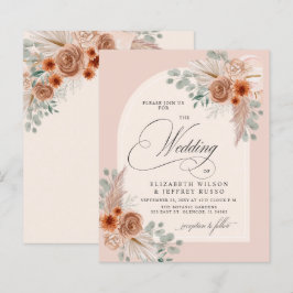 Lámina Invitación a la boda de Budget Terracotta Pampas