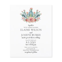 Invitación a la boda de Cacti de Rubor Rústico Pre