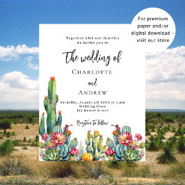 Lámina Invitación a la boda de Cactus flowers budget