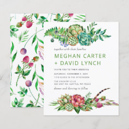 Lámina Invitación a la boda de Cactus Succulent Boho Pres