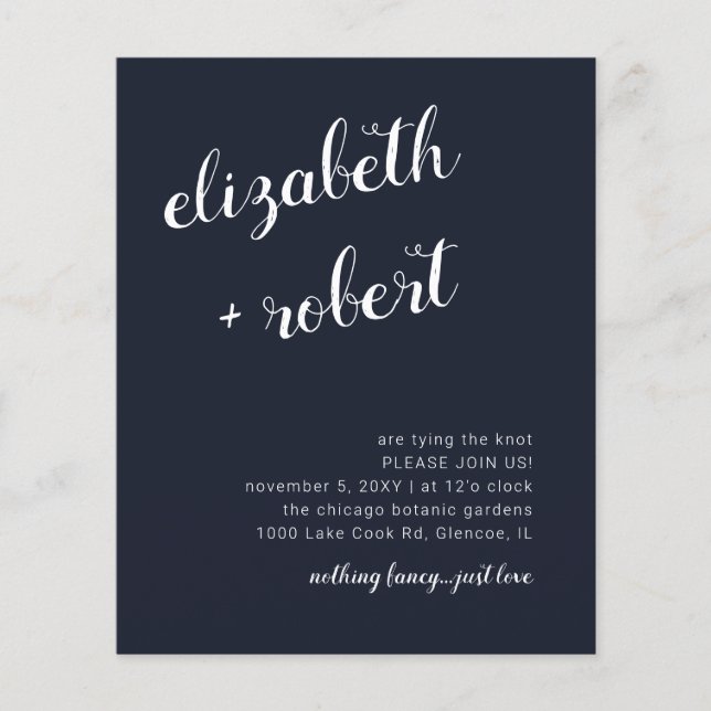 Lámina Invitación a la boda de caligrafía de guión de mar (Anverso)