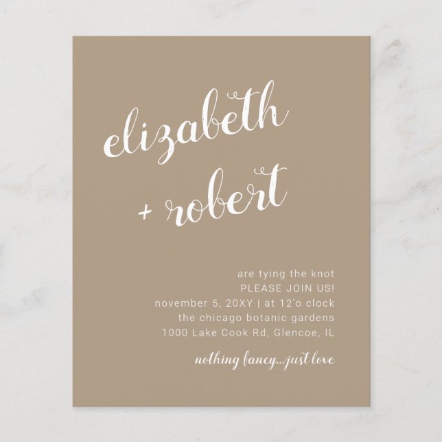 Lámina Invitación a la boda de caligrafía de guión de pre (Anverso)