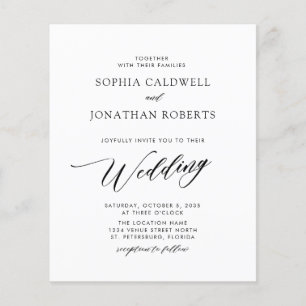 Lámina Invitación a la boda de caligrafía elegante de pre