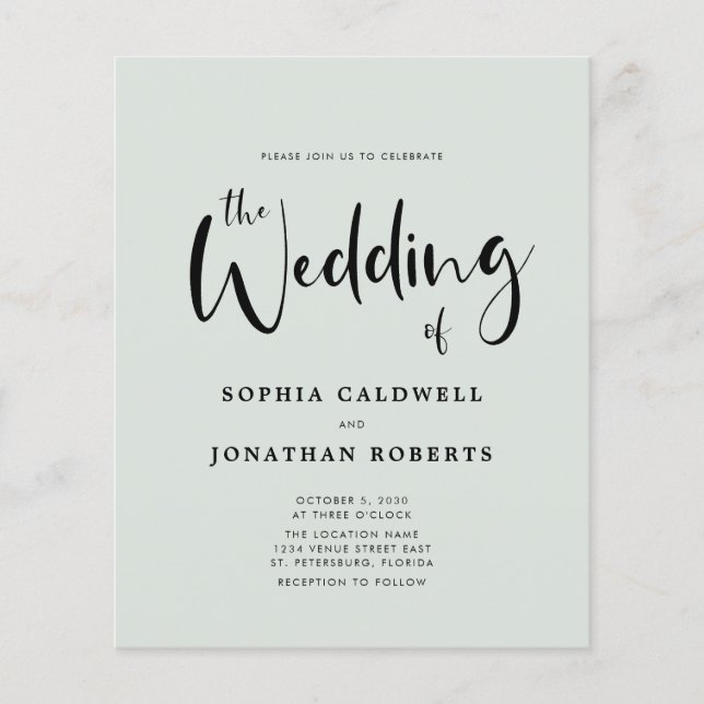 Lámina Invitación a la boda de caligrafía en un solo sabi (Anverso)