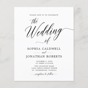 Lámina Invitación a la boda de caligrafía negra de presup