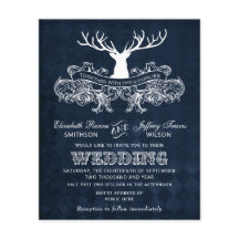 Invitación a la boda de ciervos Rustic Blue Antler