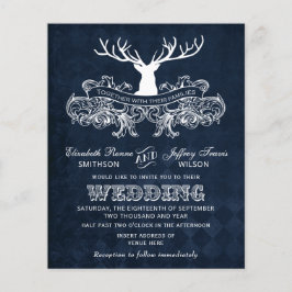 Lámina Invitación a la boda de ciervos Rustic Blue Antler
