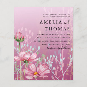 Lámina Invitación a la boda de clases rosadas y follaje