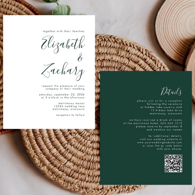 Lámina Invitación a la boda de código QR con guión verde  (Subido por el creador)