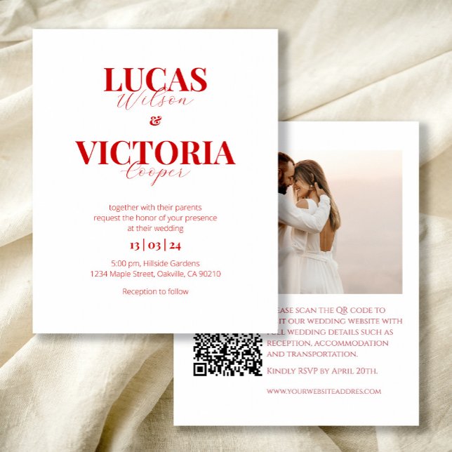 Lámina Invitación a la boda de código QR de Photo rojo br (Subido por el creador)