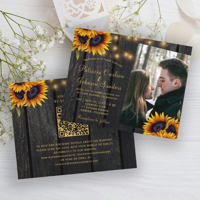Lámina Invitación a la boda de código QR rústico presupue (Subido por el creador)