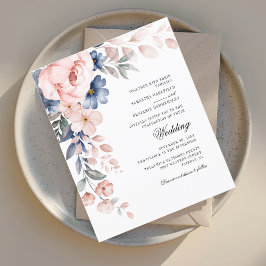 Lámina Invitación a la boda de color de agua rosa floral