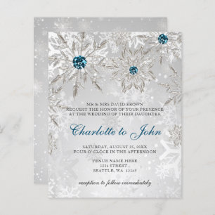 Lámina Invitación a la boda de copos de nieve de Plata Pr