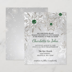 Lámina Invitación a la boda de copos de nieve verde esmer
