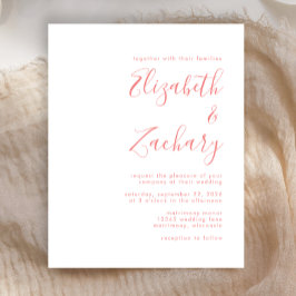 Lámina Invitación a la boda de coral con escritura modern