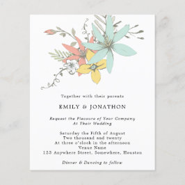 Lámina Invitación a la boda de coral Verde azulada con ho