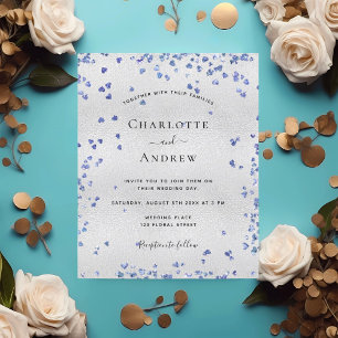 Lámina Invitación a la boda de corazones azul marino plat