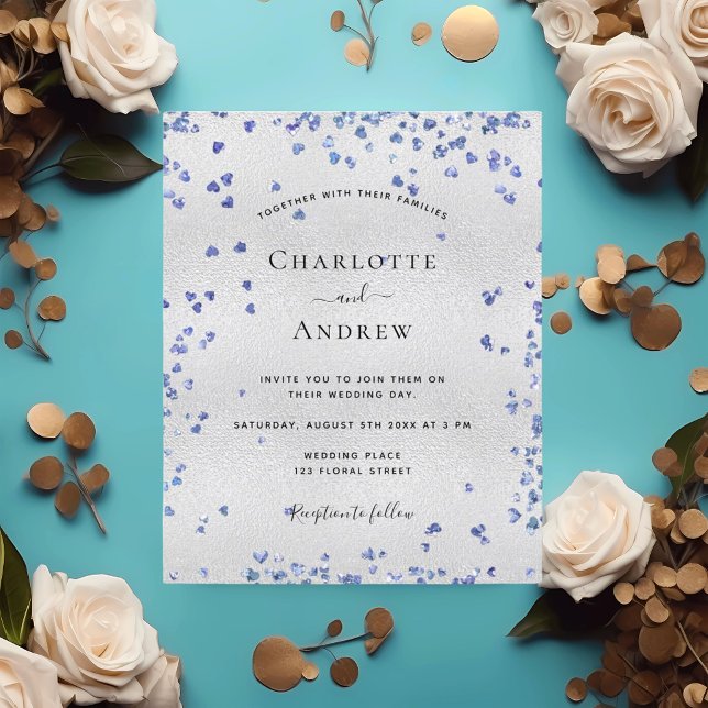 Lámina Invitación a la boda de corazones azul marino plat (Subido por el creador)